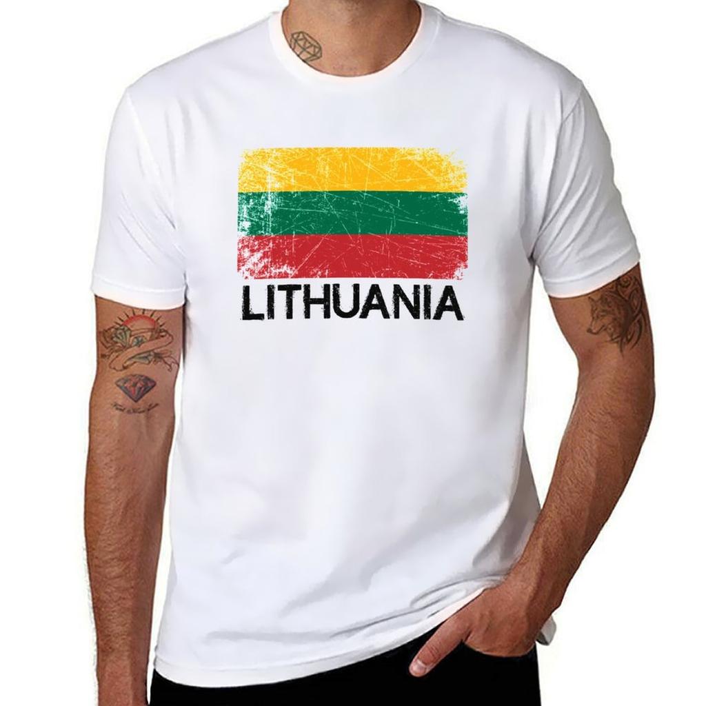 Lithuanian Flag Design Vintage Made In Lithuania Gift TShirt cotton t shirts high quality TShirt