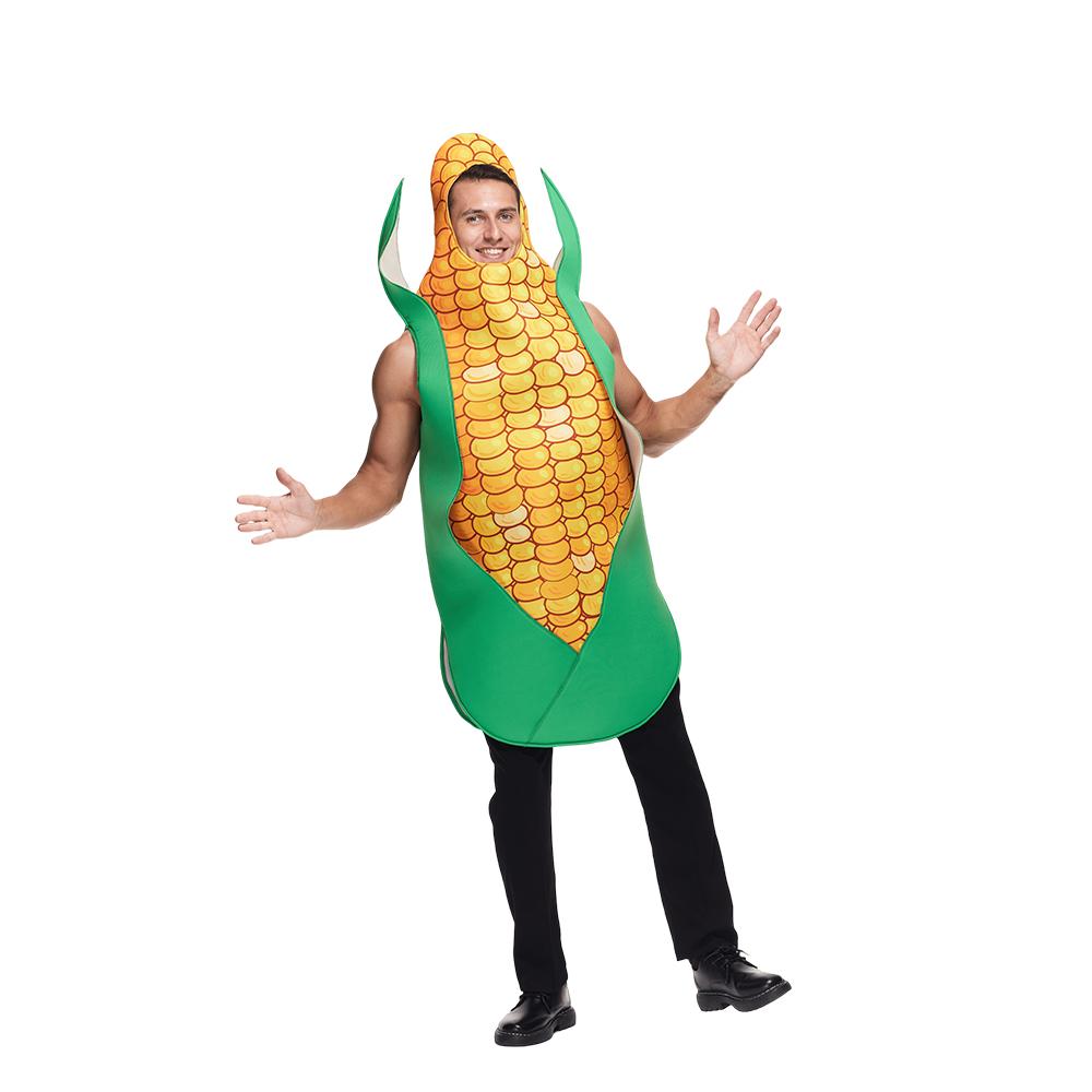 EraSpooky Adult Corn Cob Costume Funny Halloween Vegetable Fancy Dress for Men Women Easter Purim Fancy Dress