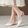 Fashion Stiletto Heels Women's Summer New Pointed Toe One Buckle Strap Wrapped Toe Patent Leather Back Empty Sandals