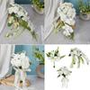 Elegant Flower Bouquet Faux Silky Flowers Stylish White Realistic Rose and Calla Flower Bouquet Set for Event