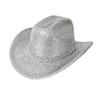 Nouveau chapeau western de cowboy brillant à strass chapeau mode tendance automne et hiver femme chapeau haut de forme de soirée jazz