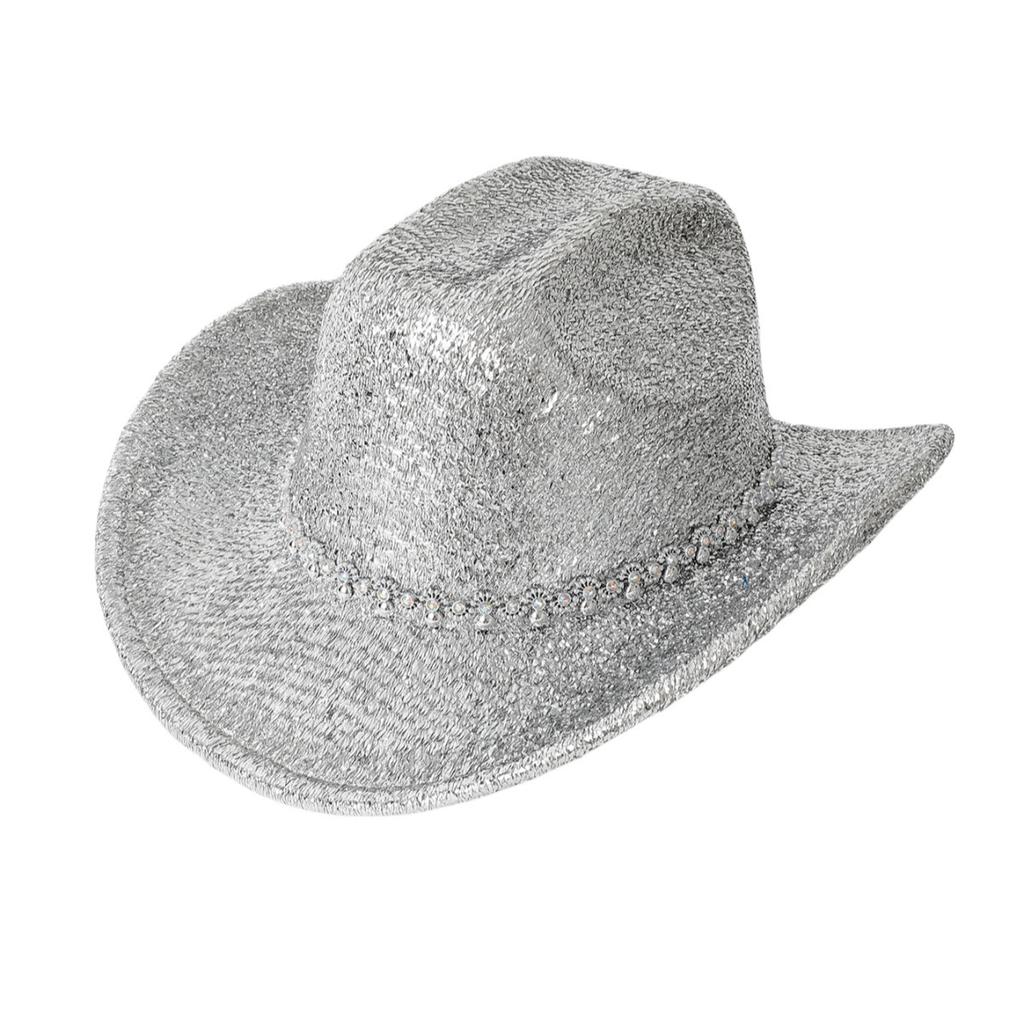 Nouveau chapeau western de cowboy brillant à strass chapeau mode tendance automne et hiver femme chapeau haut de forme de soirée jazz