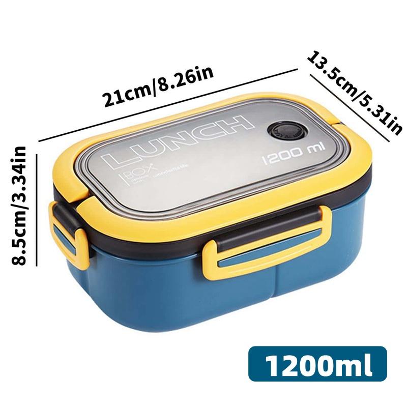 

Portable Double-layer Bento Lunch Box with Fork Spoon Leakproof Food Storage Container Preservation Box,BPA-Free Dishwasher Safe синий