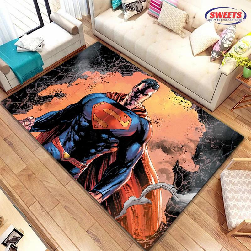 NO.1 Tappeto Classico DC Superman per Soggiorno Camera da Letto Tappetino da Letto, Tappeto Comodo Antiscivolo, Stile Moderno Semplice, Tappeto Durevole Lavabile