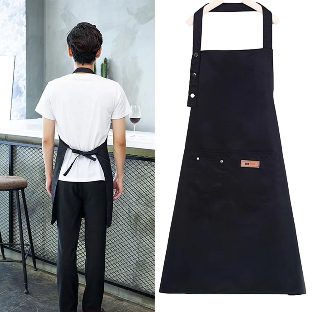 1 Stück Wasserdichte Ölbeständige Schürze mit Tasche Polycotton Fleckenabweisend Mode Küche Hausarbeit Restaurant Bar Geschäft Cafés Schürzen
