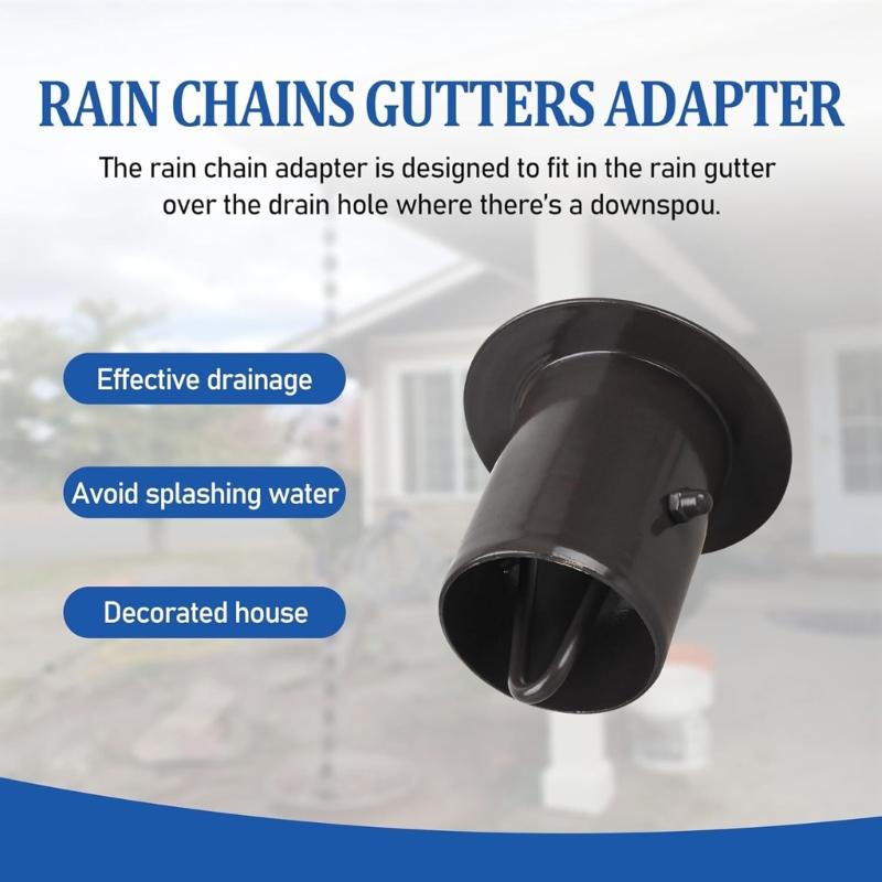 Metal Gutter To Rain Chain Connector Rainwater Guide Adapter Features Bottom V Hook for Secure Attachment