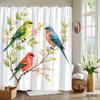 Colorful Birds Shower Curtain Floral Branch Design Nature Decor Bathroom Waterproof Curtains 2D Flat Printing Home Accessory