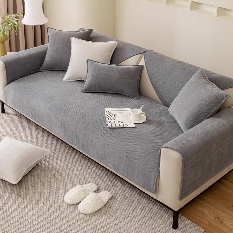 1pc Chenille Sofa Cushion Cover, Modern Minimalist Snowy Sofa Slipcover, for Armchair, Loveseat, 3-seater Sofa, 4-seater Sofa, Sectional Sofa,