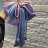 Contrast Color Oversized Bow Hair Clip Sweet Christmas Hair Accessory Satin Ribbon Headdress  Gifts