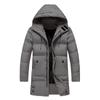 Men's Autumn Winter Zipper Warm Down Jacket Hooded Plush Solid Color  Cotton Coat