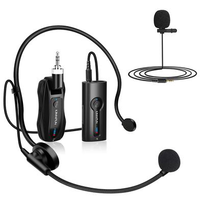 Wireless Microphone KIMAFUN Wireless Headset and Lavalier Lapel Microphone External Clip Microphone 50m Transmission Distance 8 Hours Continuous Use