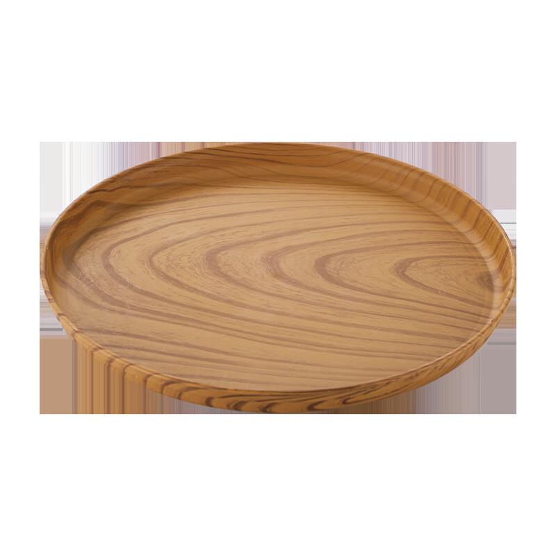 LISM Wood Grain Food-Grade Plastic Round Tray