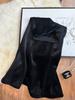 Women's High-Waisted Black Velvet Fishtail Midi Skirt - Fleece-Lined, Thickened, Slimming A-Line for Autumn/Winter