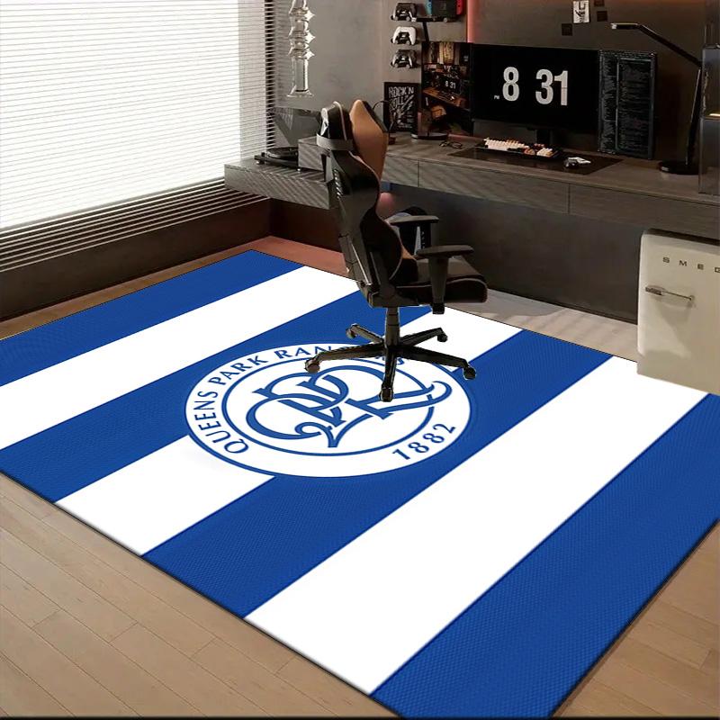 Queens Crest Football Rug for Living Room, Game Rooms, Office, Bedroom, Office Floor Mat Playful Design, fan gifts Christmas decor