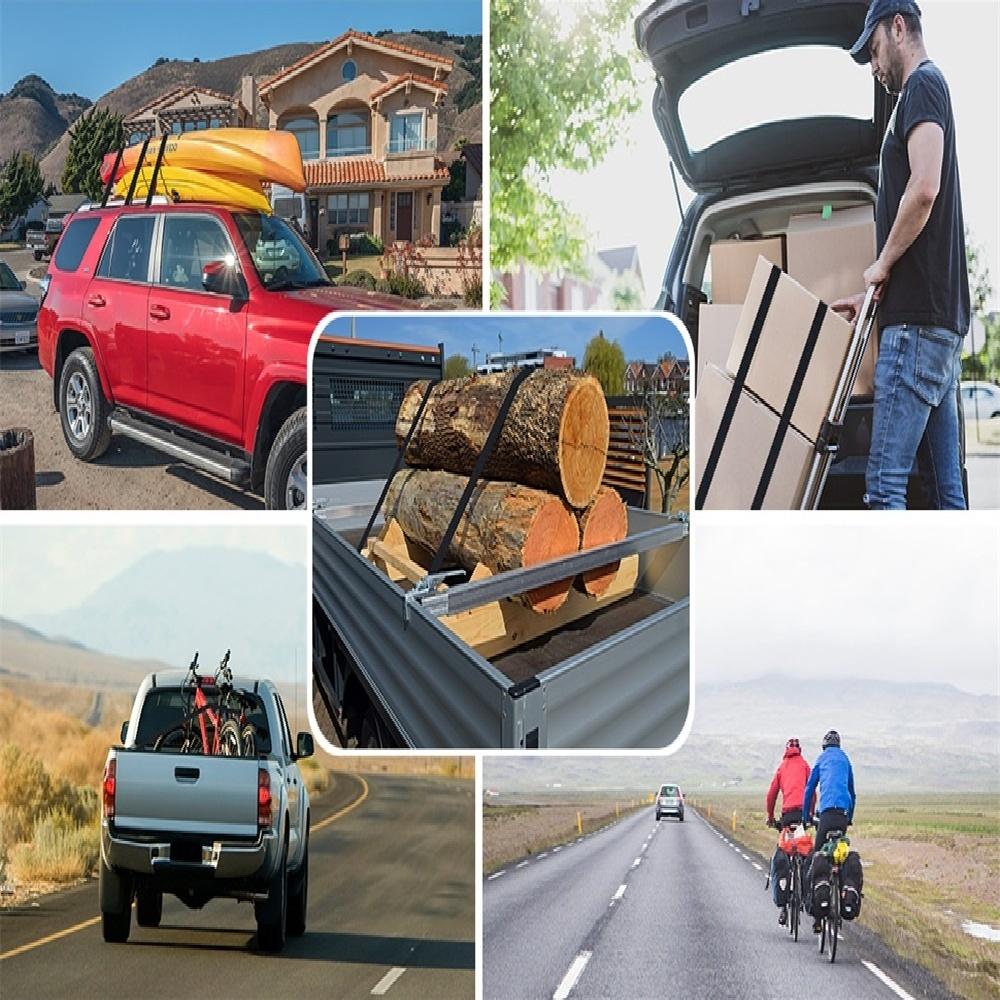 Tie Down Straps With Ratchet, Set Of 4 - 5 Meter Tie Down Straps, Bicycle Strap, Black Fastening Strap For Car, Bicycle, Canvas Vehicle