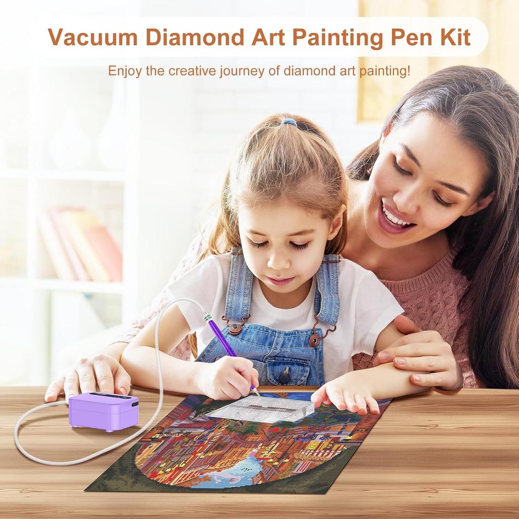 Diamond Art Painting Pen, 1500mAh Rechargebale Vacuum Diamond Art Pen Kits for Adults with USB Charge, Electric Diamond Art Accessories Tools with