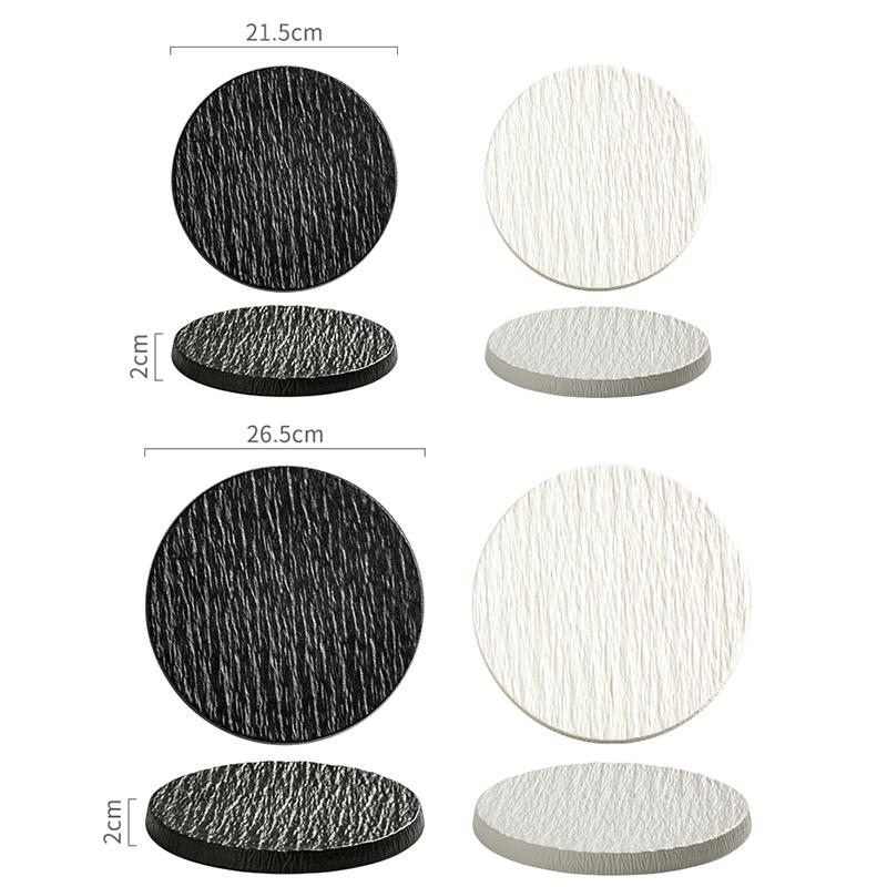 Creative Black Stone Grain Flat Plate Western Tableware Ceramic Round Steak Pasta Plate Kitchen Utensils Fine Cooking Dishes New