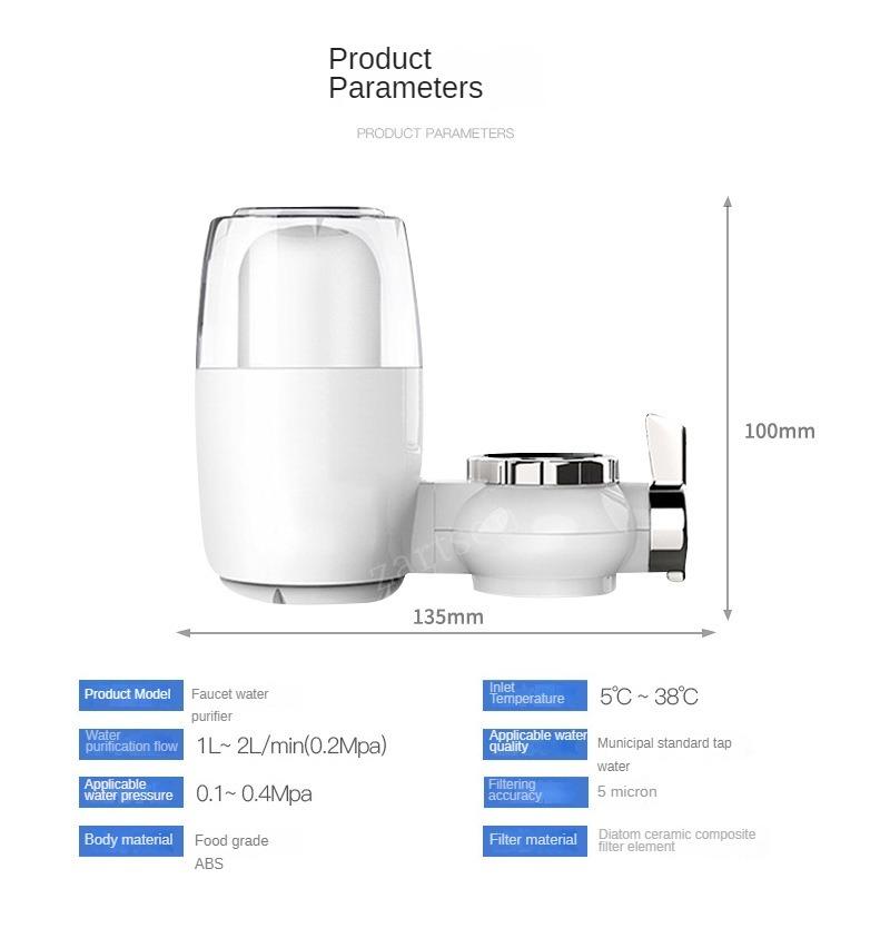 Household Faucet Water Purifier Ceramic Filter Core Water Purifier Tap 5-layer Filtration Water Filter Cleanable Filter Element