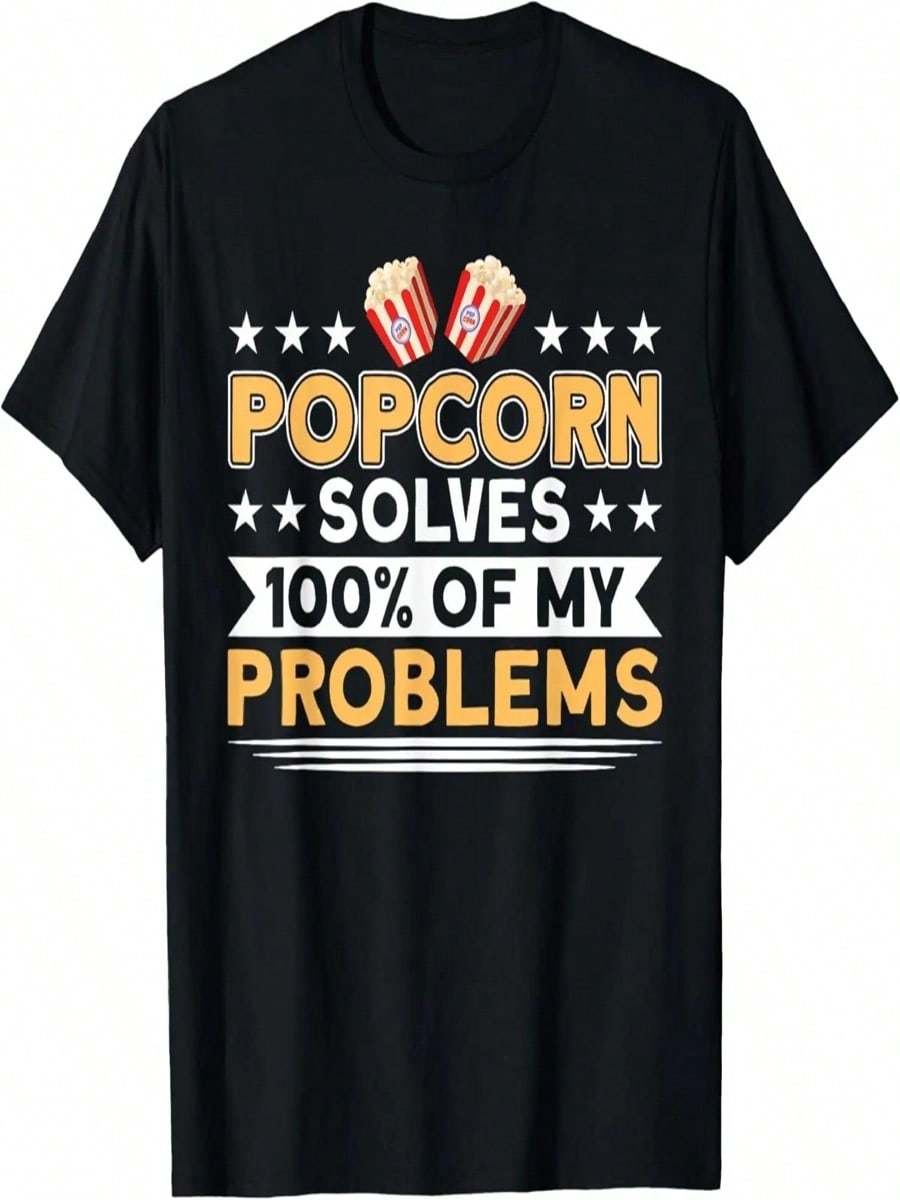 Popcorn Solves My Problems Movie Snack Popcorn Lover T-Shirt S