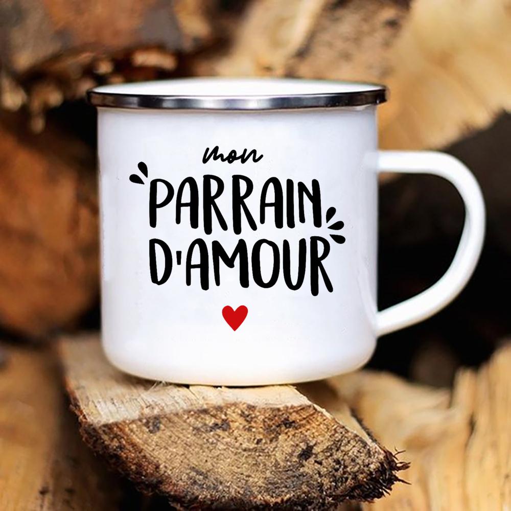 Pregnancy Announcement Mugs French Print Enamel Mug Brother Friends Drink Milk Coffee Cups Best Idea Gifts for Tonton Parrains