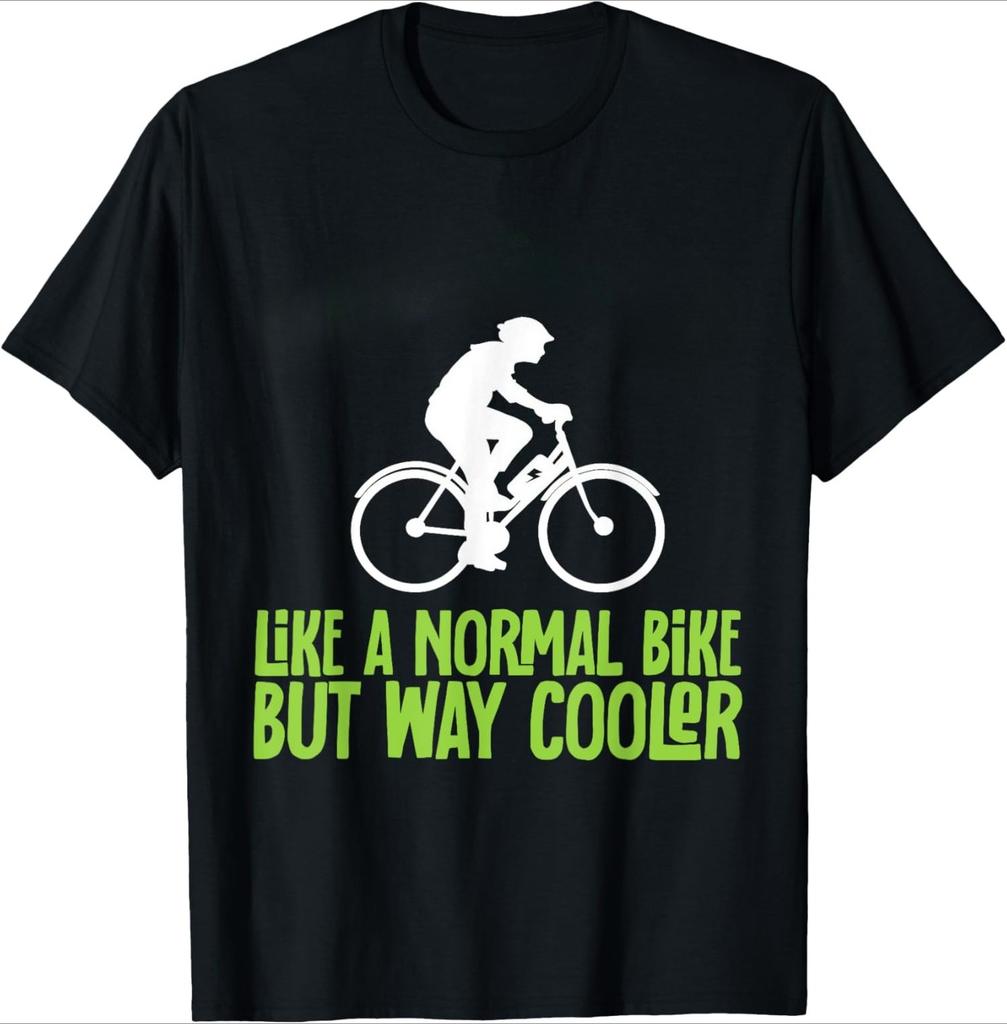Electric Bicycle Bicycle Rider Electric Bicycle Tshirt Unisexs and Womens Tshirt Shortsleeved Roundneck Top