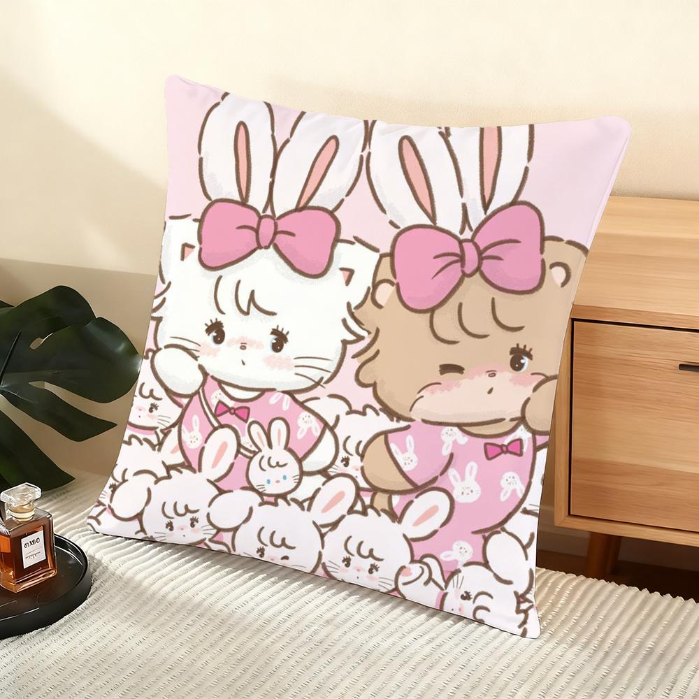 M-Mikkos Illustration Cushion Cover Soft Short Plush Pillow Cover Smooth Cozy Texture Aesthetic Cushion Case Home Decor