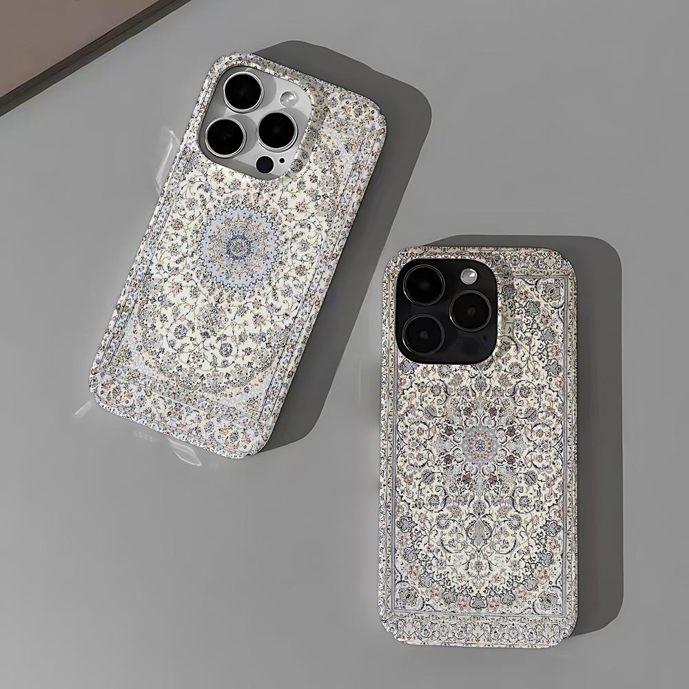 Persian Carpet Floral Pattern Phone Case for iPhone 16 15 14 13 12 11 Pro Max X XS XR XSMax 7 8 Plus Glossy Film Hard PC Cover