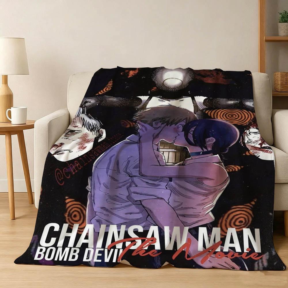 C-Chainsaw M-Man The Movie Reze Arc 3D Flannel Blanket Soft Throw Blanket Art For Home Decor Bedroom Bed Sofa Picnic Fans Gifts