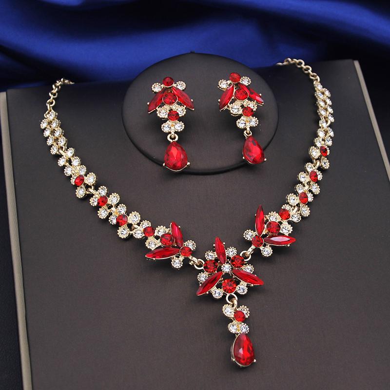 Purple Crystal Bridal Jewelry Sets Women Tiaras Bride Necklace Earrings for Wedding Crown Jewelry Set Prom