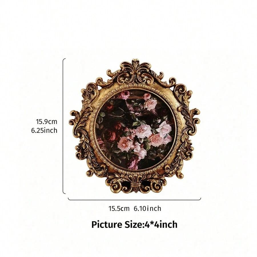 Resin Frame With Gold Trim, Square Shape For Home Desktop Display, Horizontal & Vertical Use, Suitable For Home Decor And Photography Props