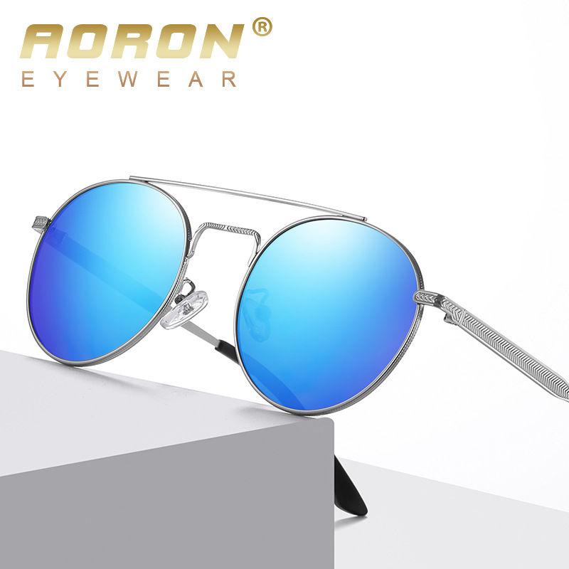AORON Round Metal Frame Photochromic Polarized Sunglasses for Men Women Sports Fishing Anti Glare UV400 Glasses