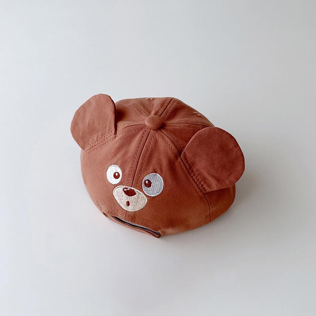 Cartoon Bear Ear Baby Baseball Cap Cute Solid Color Infant Peaked Hat Summer Cotton Kids Boy Girl Sun Visor Hats