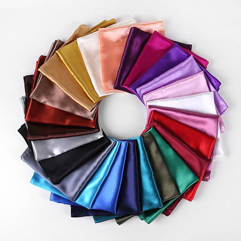 90*90cm Big Size Headwraps Solid Colors Neckerchief Hijab Women Satin Headband Hair Scarves Female Shawls Head Scarfs for Ladies