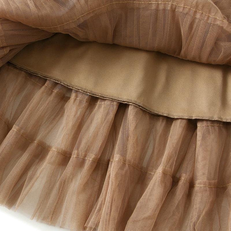 Women's Sweet Black White Tutu Skirts Tulle Cake Long Skirt Women Spring Summer Ruffle Pleated A-Line Chic Skirt