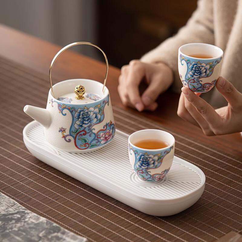 Shangqi Handmade Filigree Silver Peony Ceramic Teacup