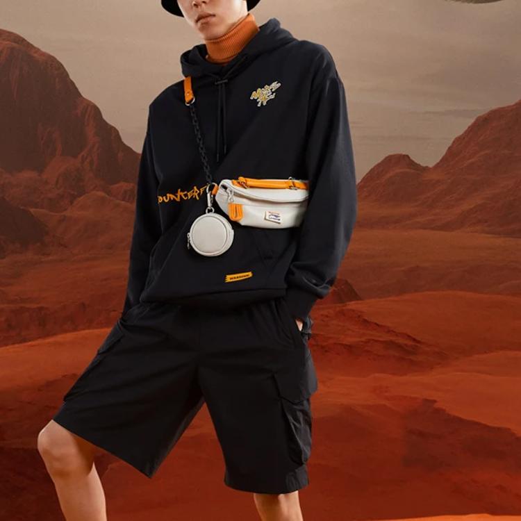 Li Ning CF Mars Cartoon Print Warm Fleece Hoodie Unisex Hoodies Black AWDRD69-1