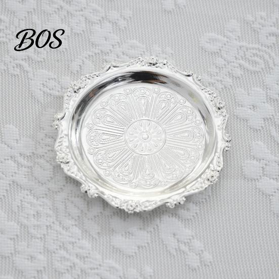 Easy To Clean Jewelry Tray Vintage Embossed Stainless Steel Tray, Serving Platter for Desserts, Fine Workmanship Storage Organizer, Snack Plate,