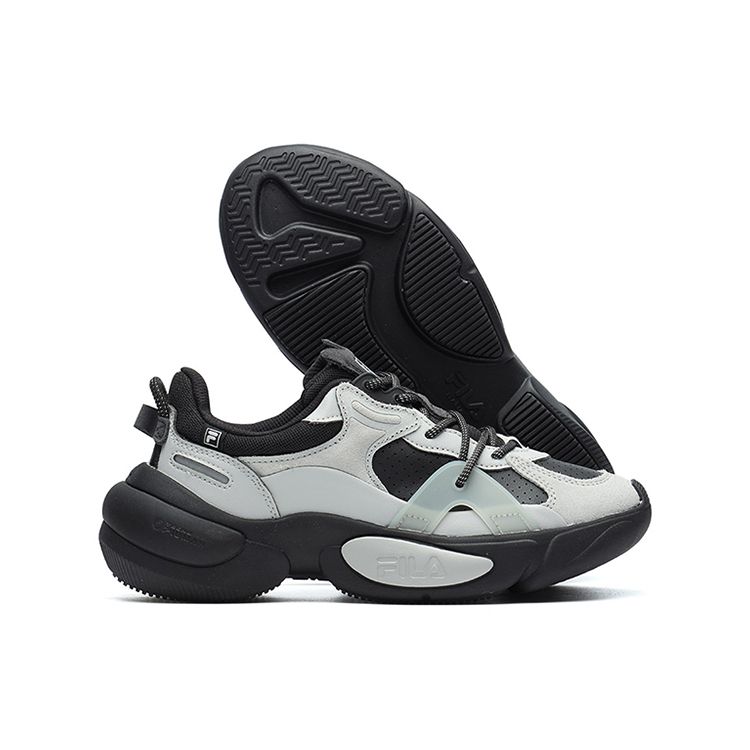 FILA Cloud Leather And Suede Sports Comfort Shock Absorption Wear Resistant Low Top Dad Shoes Women sneaker Black F12W211110FBV