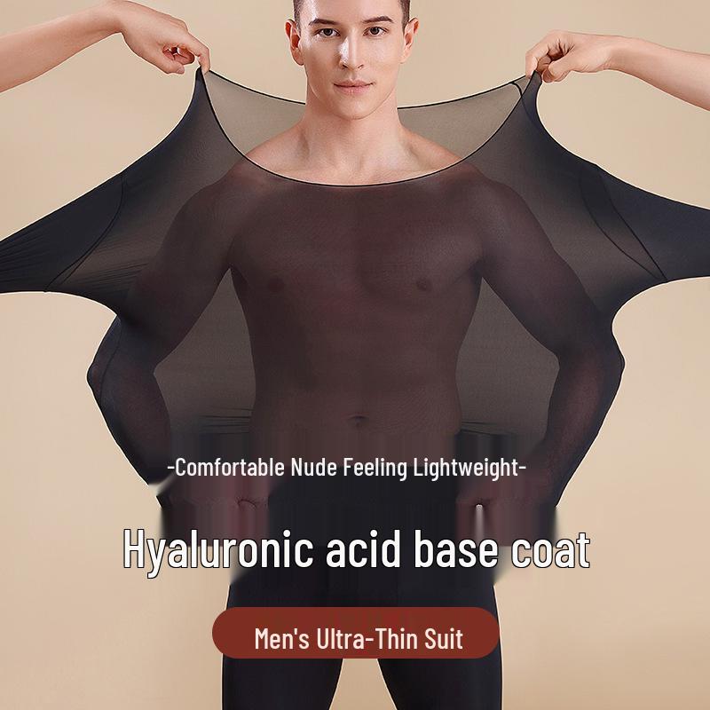 Men’s Ultra-Thin Seamless Self-Heating Thermal Underwear Set - Skin-Enhancing with Hyaluronic Acid for Autumn/Winter