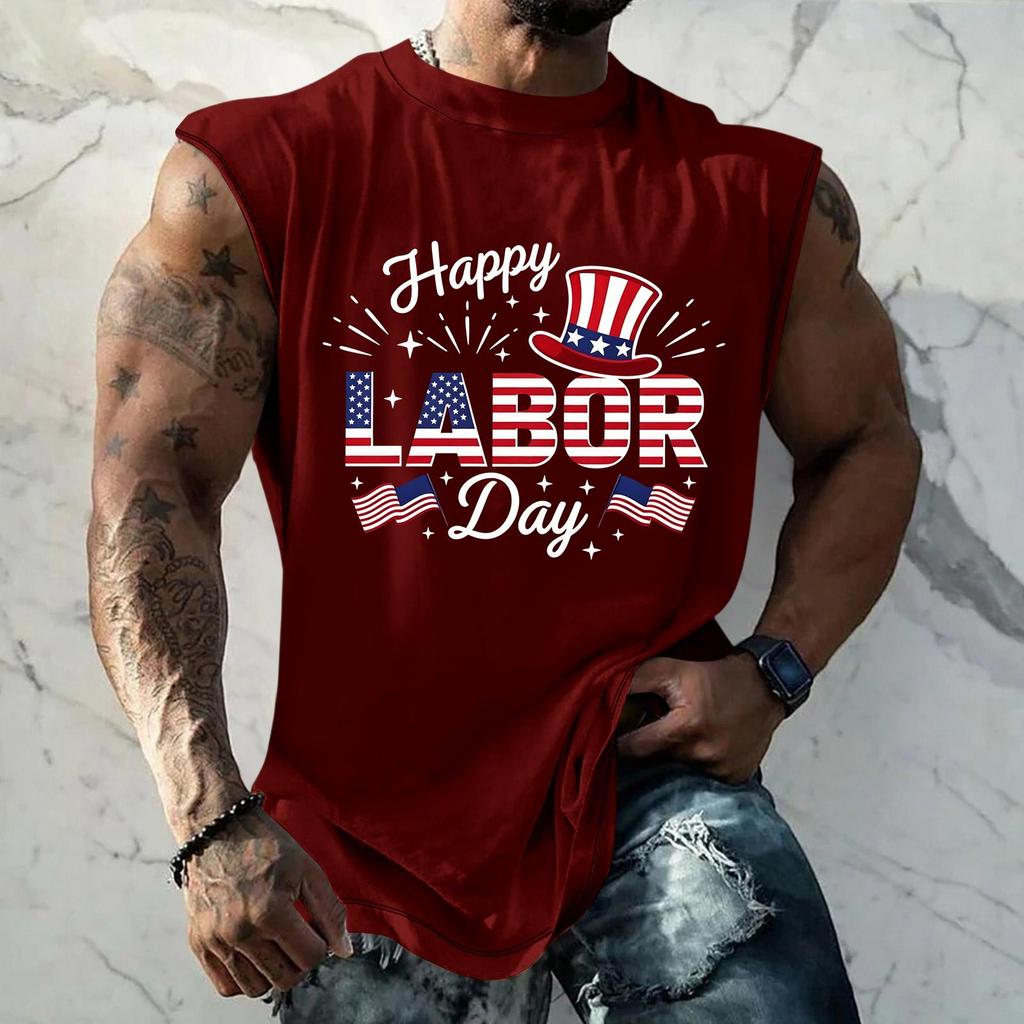 Men's Sleeveless Muscle Tank Top Casual Loose Fit Graphic Print Workout Gym Shirt Summer Sportswear