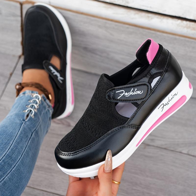 [Breathable Women's Sneakers] Comfortable & Breathable Women's Knit Low-Top Casual Sneakers | Slip-On Flat Shoes with Closure