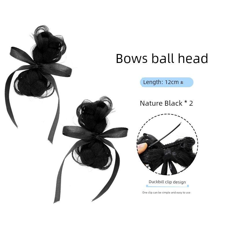 

Детский бант-пучок парик заколки милые искусственные пучки волос женский объем волос затылок прическа гаджет Nature Black [1 Pair]]