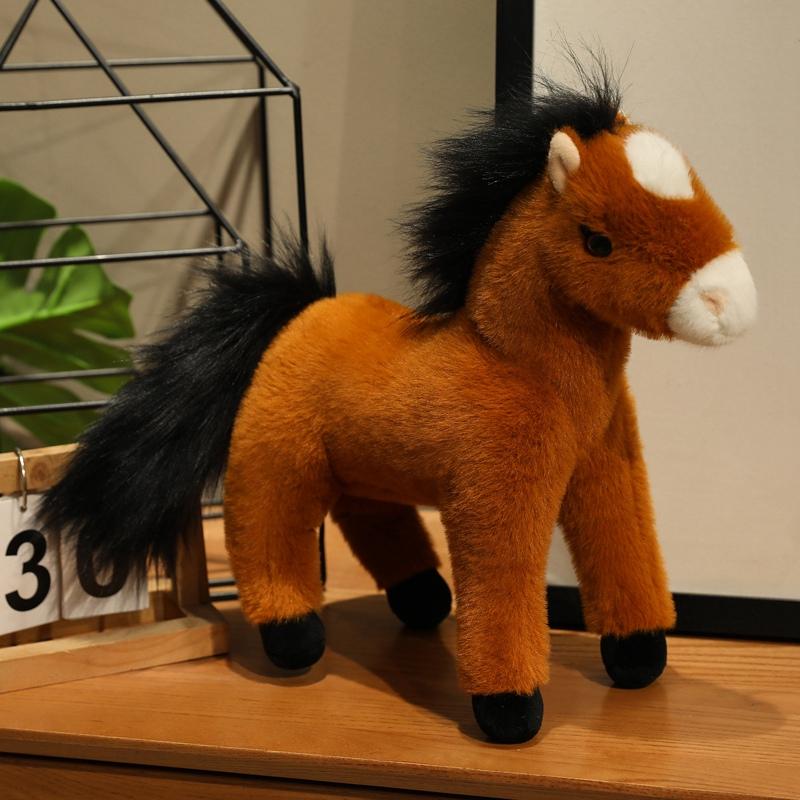 1 szt. 30CM Symulacja Koń Pluszowe Zabawki Urocze Włochate Lalki Konia Wypchane Miękkie Zwierzę Poduszka Maskotka Zabawka Rekwizyty do Sesji