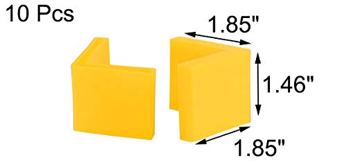 Uxcell L-Shaped Furniture Foot Covers, 45mm X 45mm Angle Iron Foot Pads, L-Shaped Plastic Leg Caps Protectors, Yellow, 10 Pieces