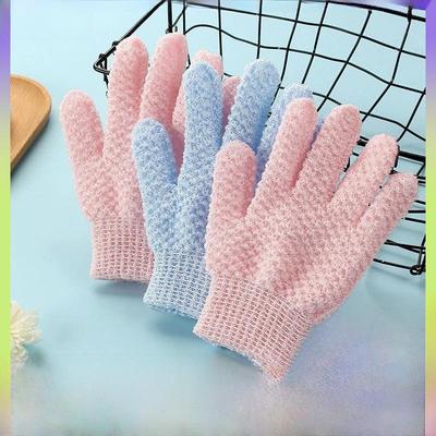 Nylon Double-Sided Bath Scrubbing Gloves - Five-Finger Exfoliating Towel