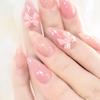 24Pcs XE-94-40 Shimmery Creamy Sweet Bow Fake Nails for Women