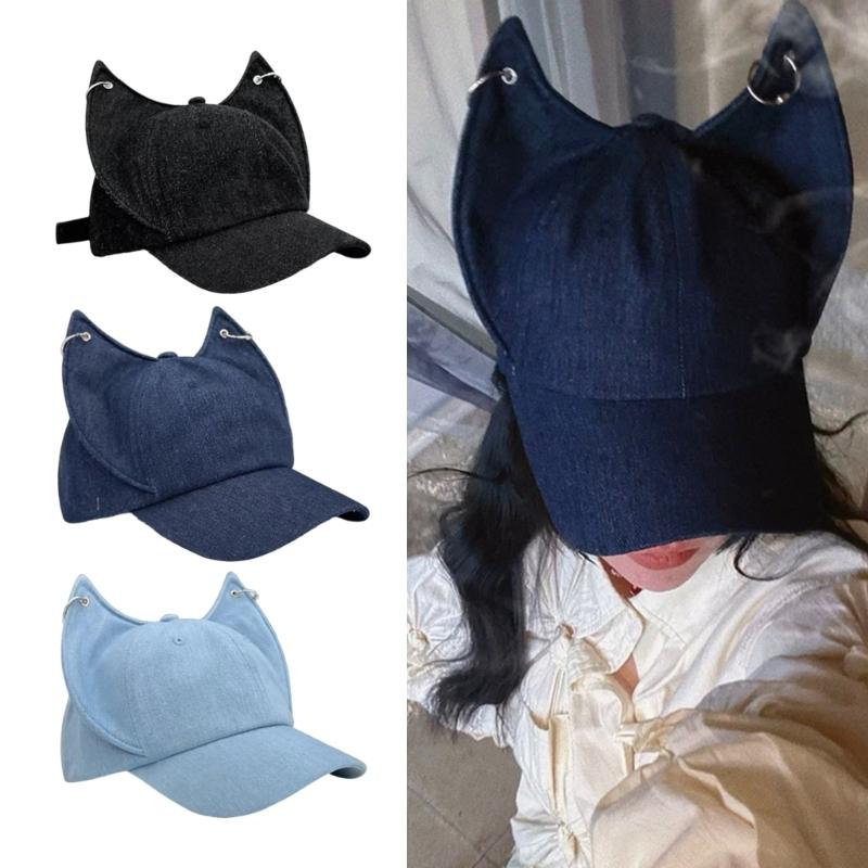 Unique Eared Hat Versatiles Baseball Hat Comfortable Baseball Hat Street Styles for Everyday Wear