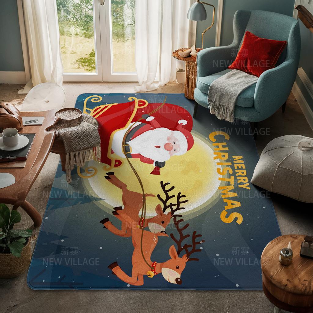 House Entrance Carpet Home Door Mat Living Room Bath Foot Bathroom Non-slip Water Absorption Rugs Bath Merry Christmas Winter