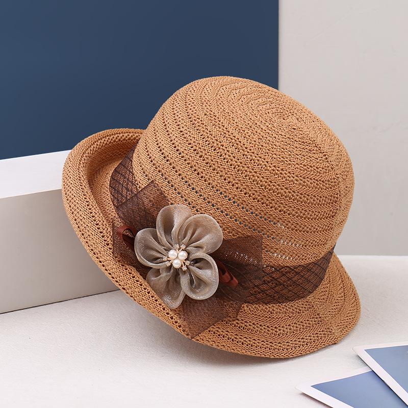 New Spring/Summer Knitted Hat Flower Sunshade Breathable Fisherman's Hat Foldable Fashion Hollow Small Pot Hat