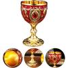 Amosfun 2.7 Inch Retro Goblets Metal Wine Cups Royal Chalices Medieval European Style Embossed Drinking Cups Party Favors 30ml Red